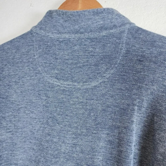 Jos A Bank Sweater Men's XL Tailored Fit LS 1/4 Zip Solid Navy/white Pullover - Picture 3 of 12